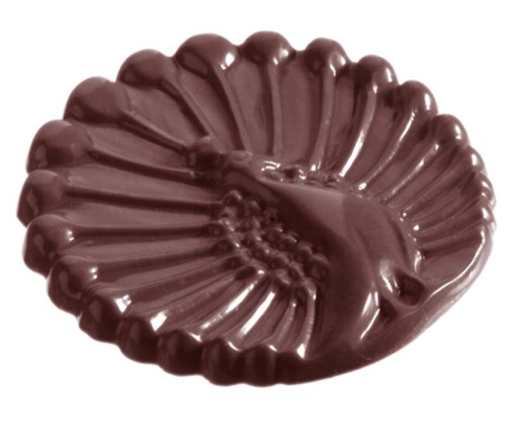 Chocolate World Frame Moulds - CW1237 - Peacock Caraque - 8gm - 51x51x5mm