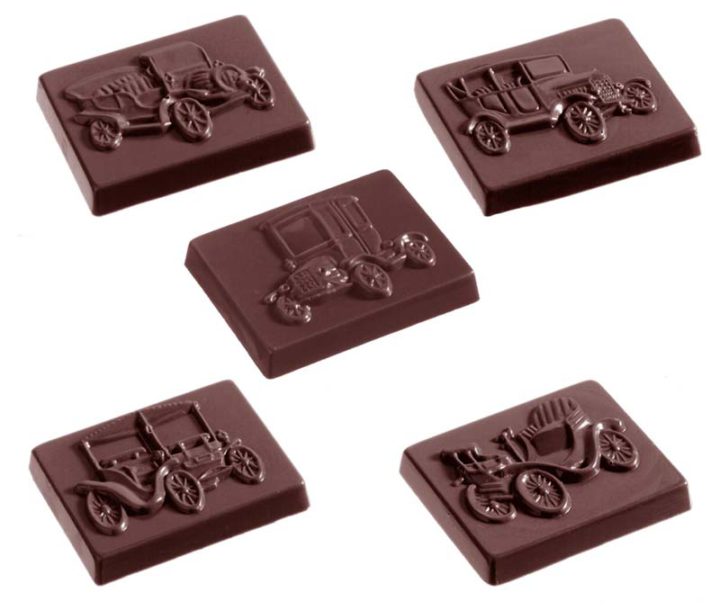 Chocolate World Frame Moulds - CW1278 - Old Timer 6 Fig. - 7gm - 39x30x6mm