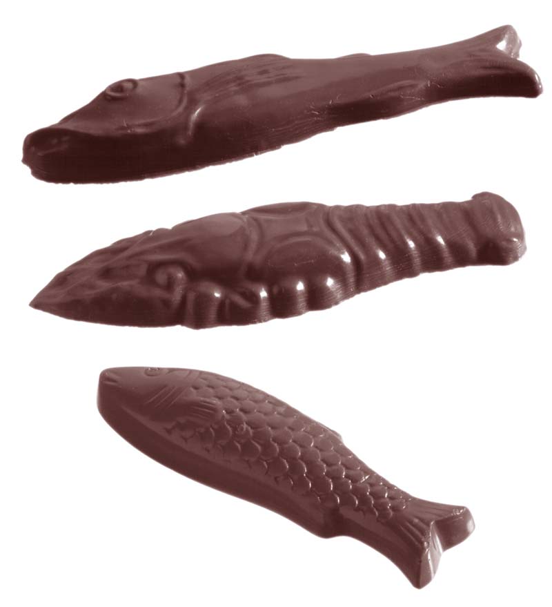 Chocolate World Frame Moulds - CW1295 - Fish 3 Fig. - 13gm - 83x24x10mm