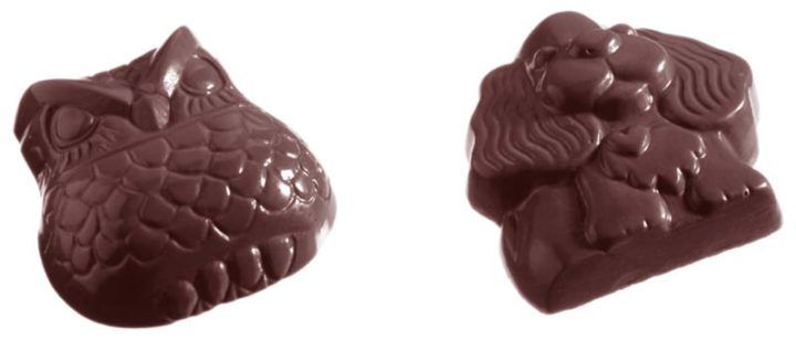 Chocolate World Frame Moulds - CW1305 - Owl And Dog 2 Fig. - 19gm - 48x48x14mm