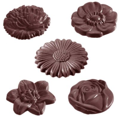 Chocolate World Frame Moulds - CW1313 - Flowercaraque Round 5 Fig. - 10gm - 45x45x7mm