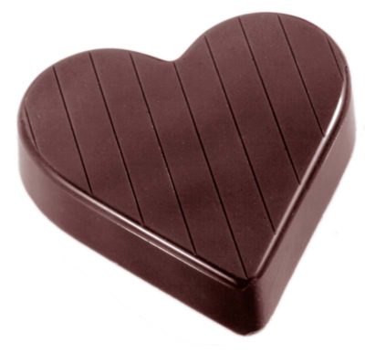 Chocolate World Frame Moulds - CW1404 - Heart Striped 52mm - 24gm - 52x46x11mm