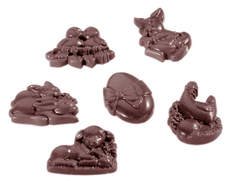 Chocolate World Frame Moulds - CW1405 - Easter Decoration 6 Fig. - 6gm - 45x35x8mm
