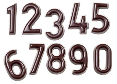 Chocolate World Frame Moulds - CW1424 - Numbers 0-9 10 Fig. - 3.55gm - 40x25x8mm