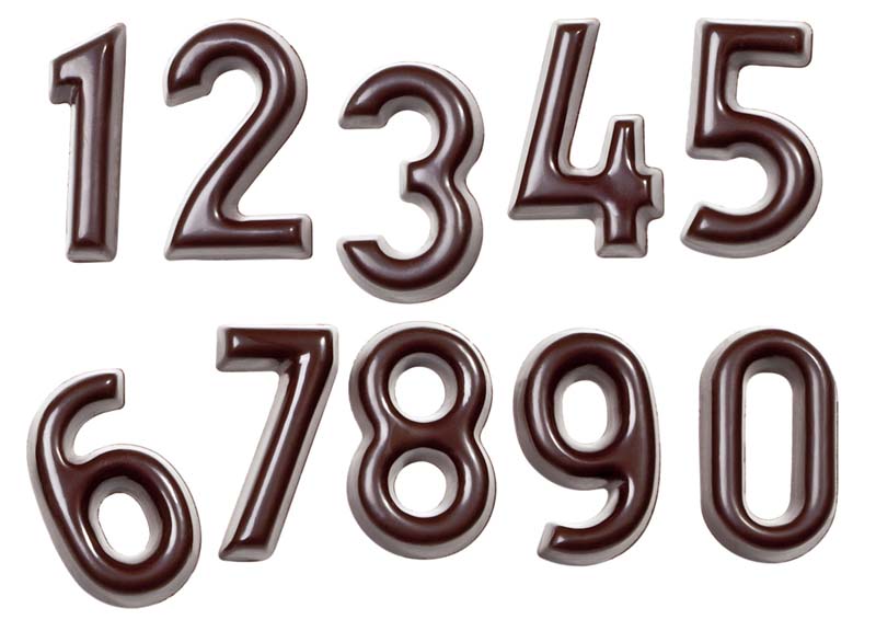 Chocolate World Frame Moulds - CW1424 - Numbers 0-9 10 Fig. - 3.55gm - 40x25x8mm