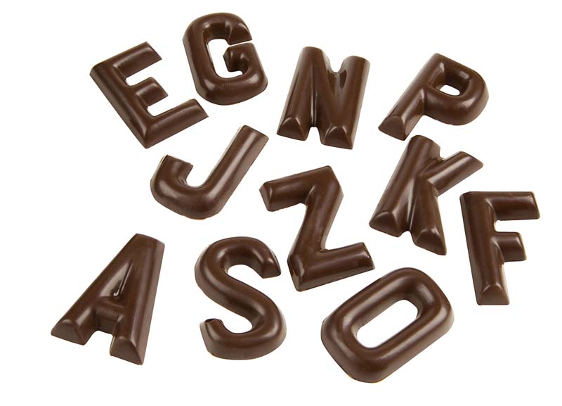 Chocolate World Frame Moulds - CW1426 - Letters Alphabet A-Z 26 Fig. - 5gm - 39x35x6mm