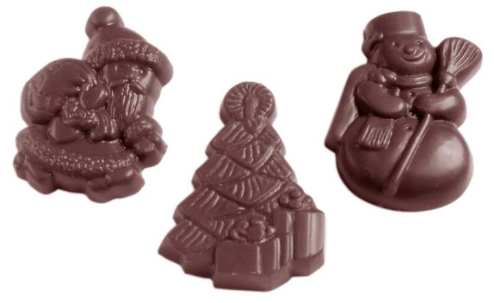 Chocolate World Frame Moulds - CW1435 - Christmas Assortment 3 Fig. - 7gm - 43x32x7mm