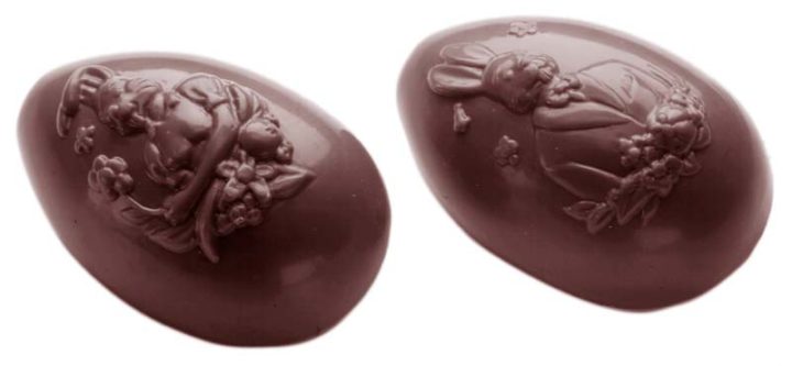 Chocolate World Frame Moulds - CW1472 - Egg Family 73mm 2 Fig. - 55gm - 73x48x26mm