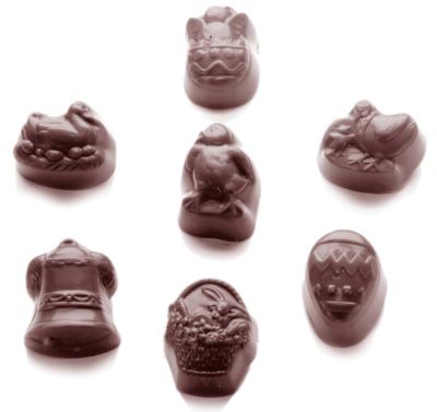 Chocolate World Frame Moulds - CW1485 - Easter Range 7 Fig. - 13gm - 37x27xN/Amm