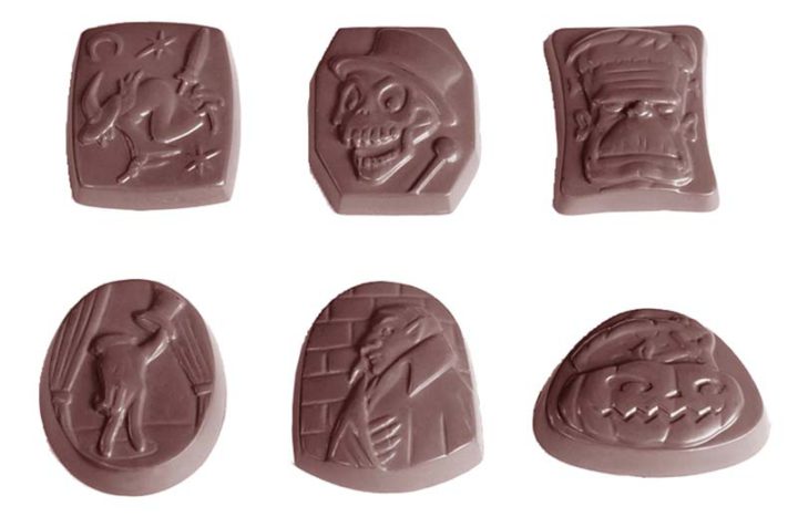 Chocolate World Frame Moulds - CW1497 - Halloween 6 Fig. - 5gm - 36x27x6mm