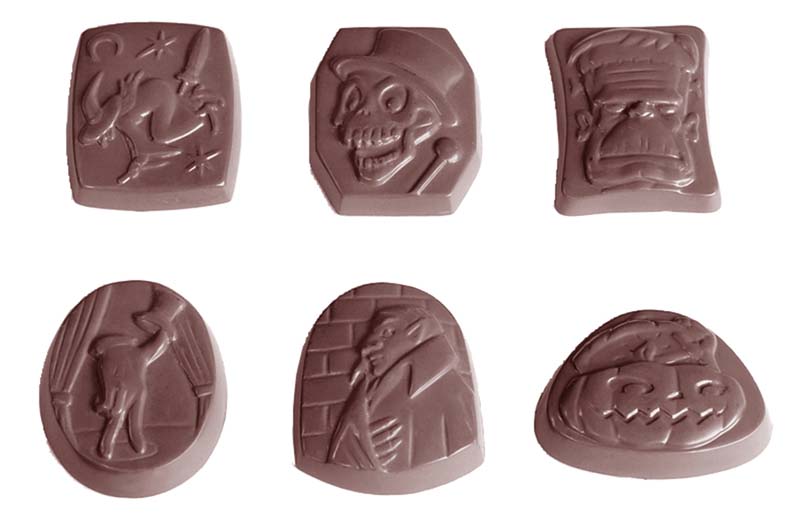 Chocolate World Frame Moulds - CW1497 - Halloween 6 Fig. - 5gm - 36x27x6mm