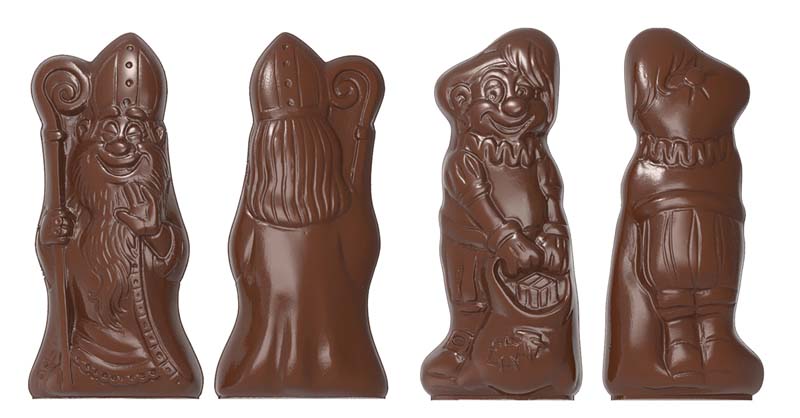 Chocolate World Frame Moulds - CW1522 - St Nicholas & Pete 2 Fig. - 9gm - 60.5x28x19.5mm