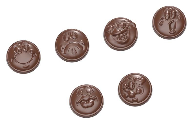 Chocolate World Frame Moulds - CW1531 - Smileys 6 Fig. - 5.8gm - 35x35x7mm