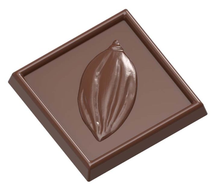 Chocolate World Frame Moulds - CW1540 - Caraque Cocoa Bean - 4.35gm - 34x34x5mm