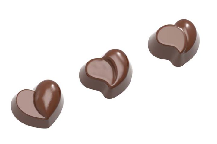 Chocolate World Frame Moulds - CW1576 - Heart Modern 3 Fig. - 12gm - 29x34.5x17mm