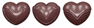 Chocolate World Frame Moulds - CW1577 - Heart Classic 3 Fig. - 11gm - 28x35x17mm