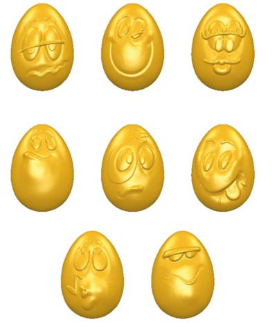 Chocolate World Frame Moulds - CW1580 - Egg Smiley 33mm 8 Fig. - 5.5gm - 33x23x12mm