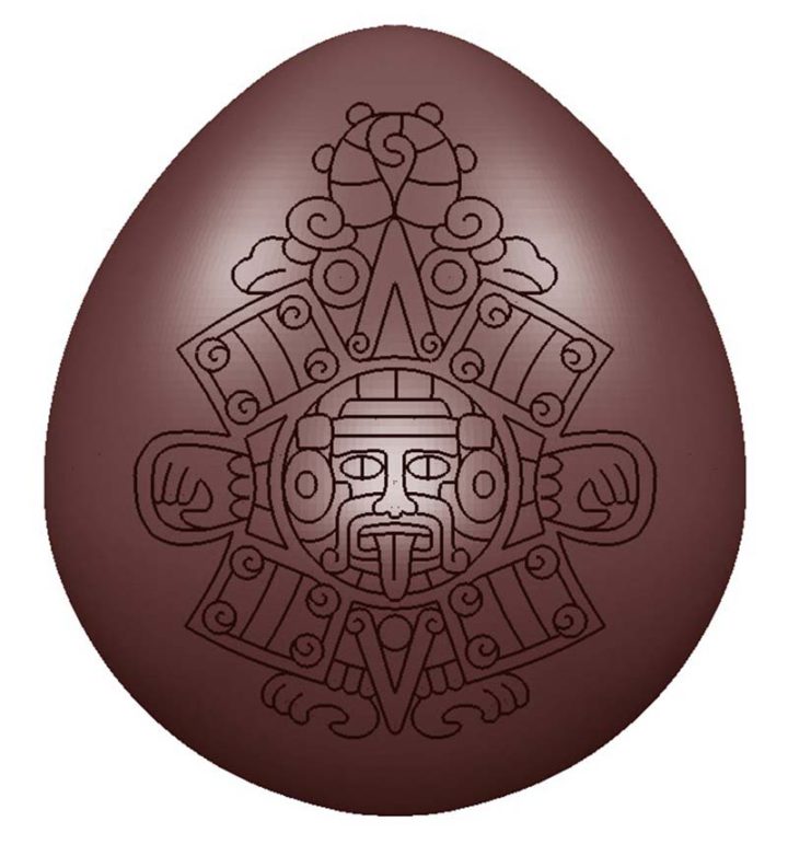 Chocolate World Frame Moulds - CW1595 - Egg Primitive Maya 52mm 2 Fig. - 33.2gm - 52x46x23mm