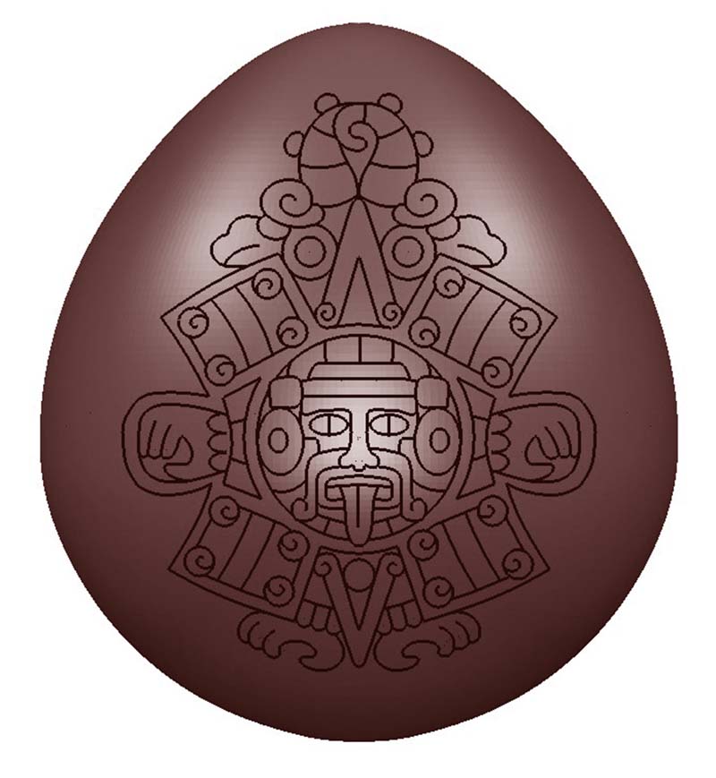Chocolate World Frame Moulds - CW1595 - Egg Primitive Maya 52mm 2 Fig. - 33.2gm - 52x46x23mm
