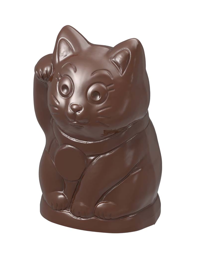 Chocolate World Frame Moulds - CW1598 - Manekineko Lucky Cat - 29.5gm - 50x34x15mm