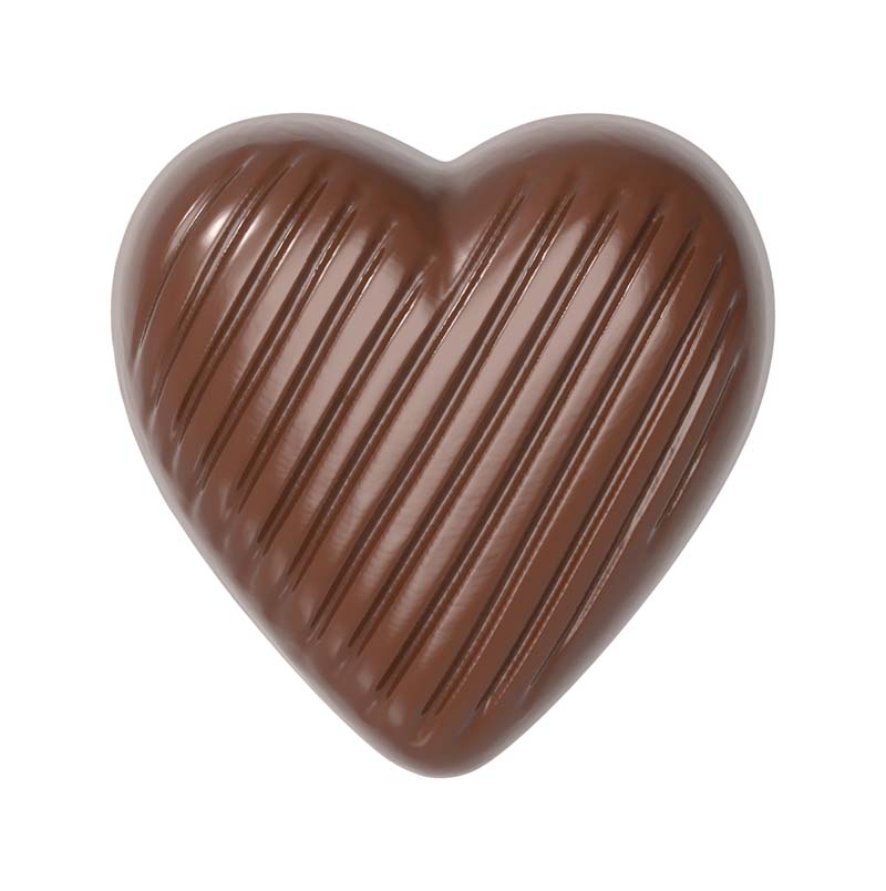 Chocolate World Frame Moulds - CW1599 - Striped Heart - 4.5gm - 30x30x9mm