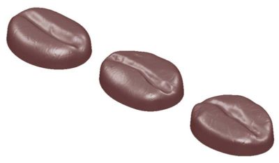 Chocolate World Frame Moulds - CW1609 - Coffee Bean 3 Fig. - 3gm - 25x20x8mm