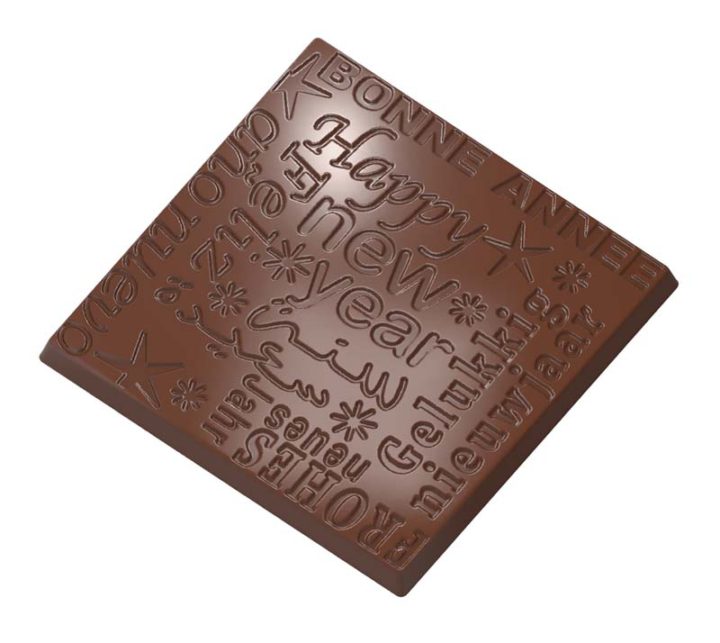 Chocolate World Frame Moulds - CW1614 - Caraque New Year - 4gm - 33x33x3mm