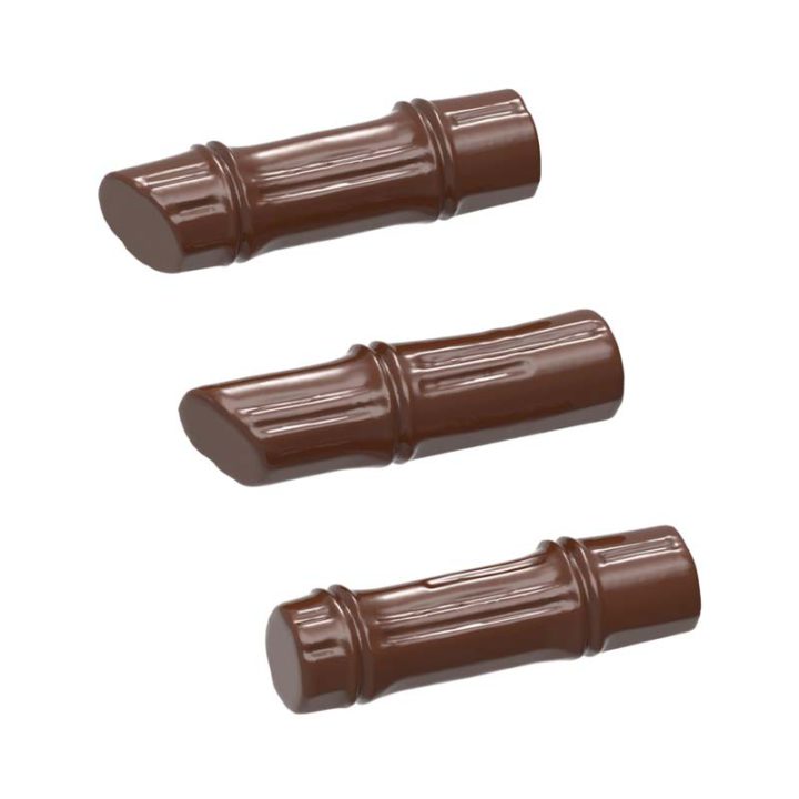 Chocolate World Frame Moulds - CW1639 - Bamboo 3 Fig. - 8gm - 52x15.5x7mm