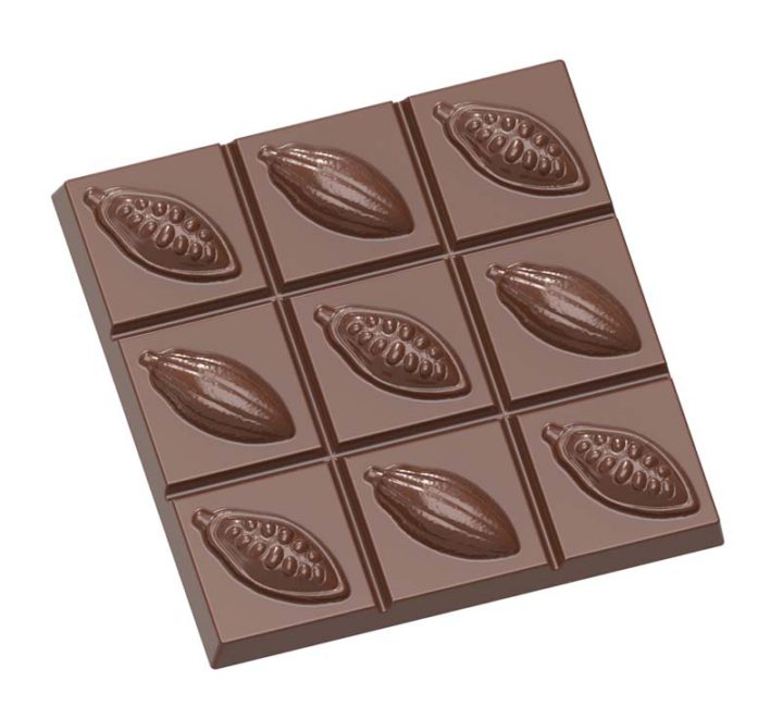 Chocolate World Frame Moulds - CW1642 - Tablet Cocoa Bean - 92gm - 100x100x15mm
