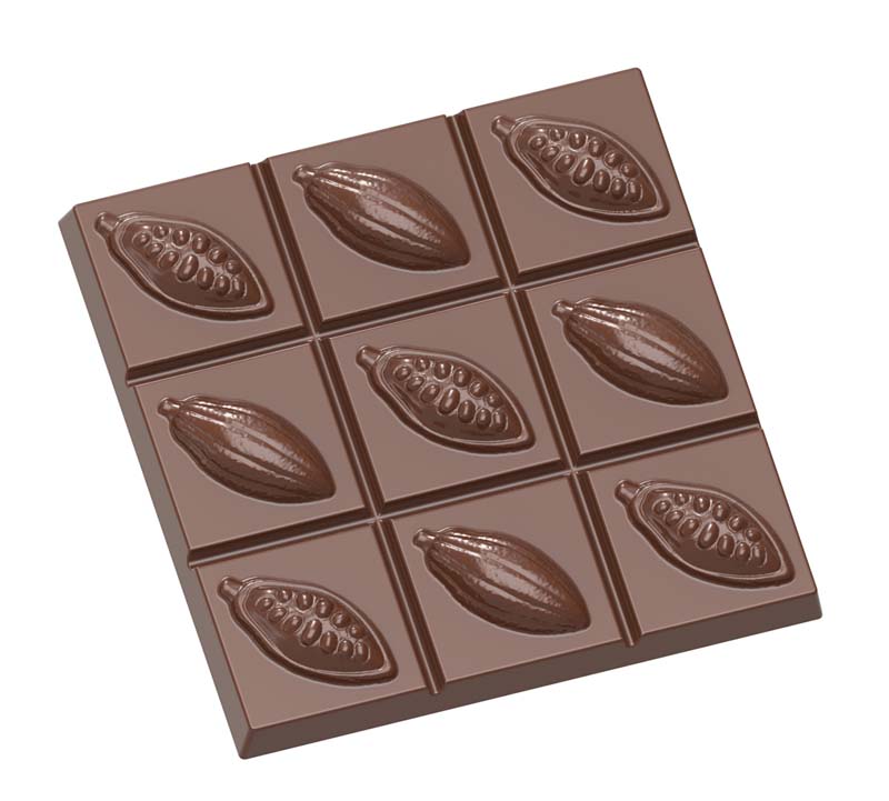Chocolate World Frame Moulds - CW1642 - Tablet Cocoa Bean - 92gm - 100x100x15mm