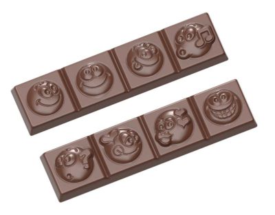 Chocolate World Frame Moulds - CW1649 - Strip Smiley 2 Fig. - 17gm - 97x24x8mm