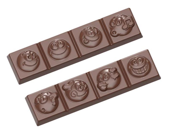 Chocolate World Frame Moulds - CW1649 - Strip Smiley 2 Fig. - 17gm - 97x24x8mm