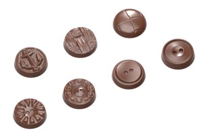 Chocolate World Frame Moulds - CW1662 - Buttons 7 Fig. - 5gm - 31x31x8mm