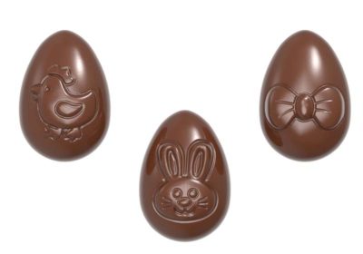 Chocolate World Frame Moulds - CW1663 - Playfull Egg Small 3 Fig. - 5gm - 33x23x12mm