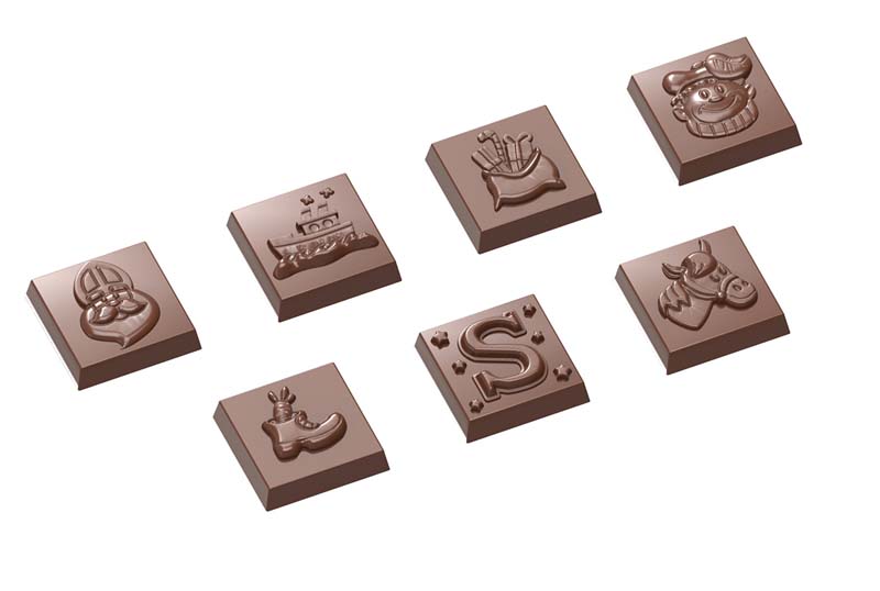 Chocolate World Frame Moulds - CW1688 - Caraque St Nicholas 7 Fig. - 7gm - 31x31x9mm