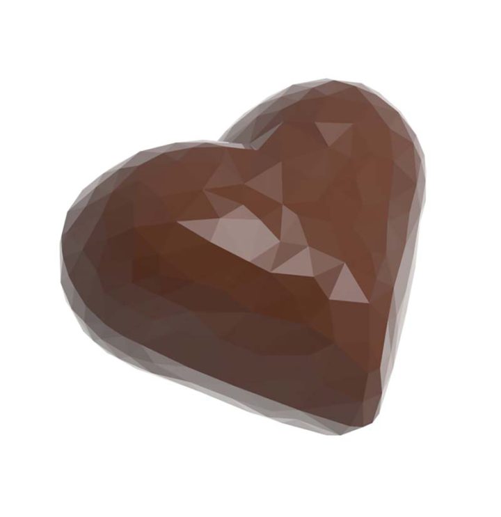 Chocolate World Frame Moulds - CW1914 - Heart Facet Double - 6.5gm - 34x28.5x12mm