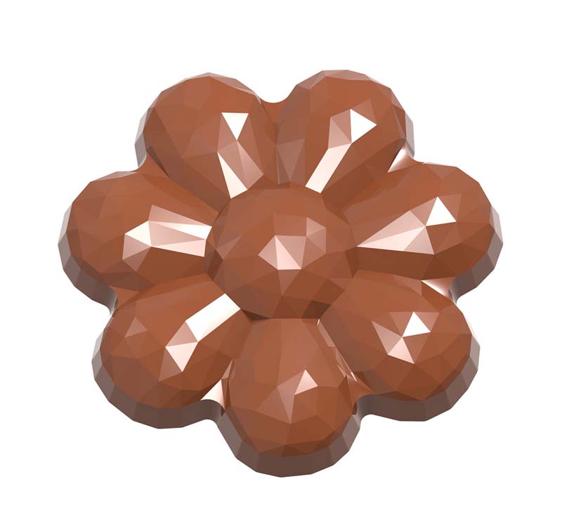 Chocolate World Frame Moulds - CW1928 - Flower Facet - 6.5gm - 42.5x42.5x6.5mm