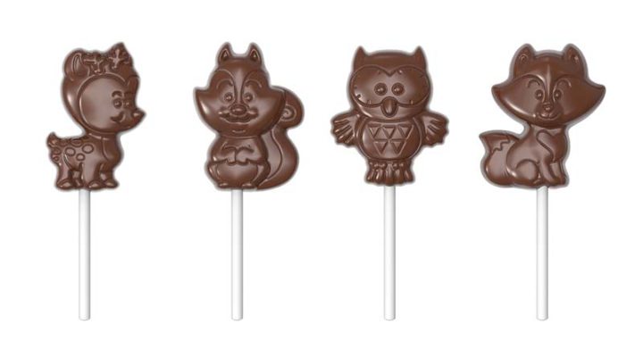Chocolate World Frame Moulds - CW1934 - Lollipop Forest Animals - 21gm - N/AxN/AxN/Amm