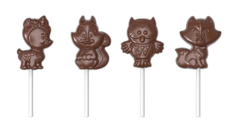 Chocolate World Frame Moulds - CW1934 - Lollipop Forest Animals - 21gm - N/AxN/AxN/Amm