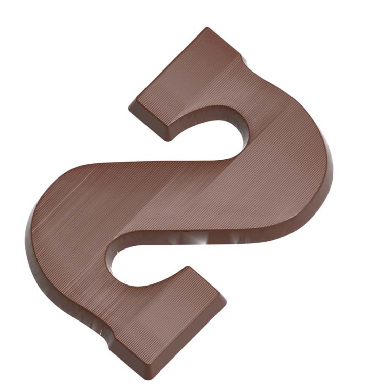 Chocolate World Frame Moulds - CW1940 - Letter S 200 Gr In Mirror Writing - 211gm - 174.5x115x12.5mm