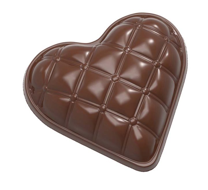 Chocolate World Frame Moulds - CW1945 - Bonbonniere Heart Chesterfield - 245gm - 117.5x110x35mm