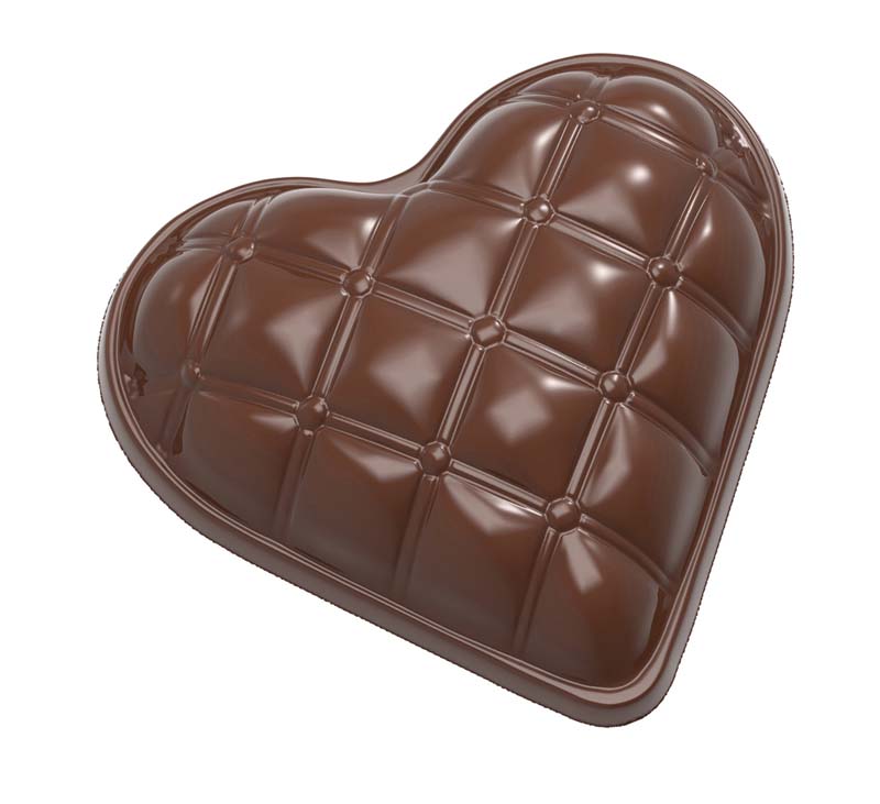 Chocolate World Frame Moulds - CW1945 - Bonbonniere Heart Chesterfield - 245gm - 117.5x110x35mm