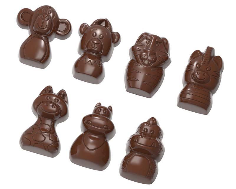 Chocolate World Frame Moulds - CW1949 - Assortment Of Zoo Animals - 10.5gm - 40.5x34x19.5mm