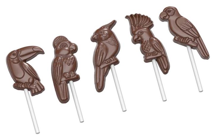 Chocolate World Frame Moulds - CW1954 - Lollipop Tropical Birds - 16.5gm - N/AxN/AxN/Amm