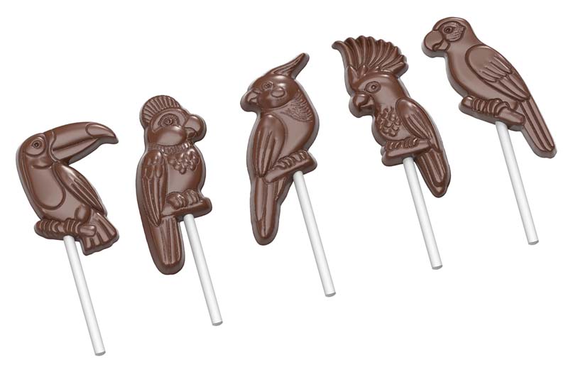 Chocolate World Frame Moulds - CW1954 - Lollipop Tropical Birds - 16.5gm - N/AxN/AxN/Amm