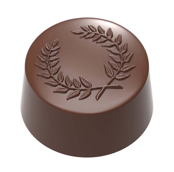 Chocolate World Frame Moulds - CW1956 - Round Praline Laurel Wreath - 13gm - 31x31x16.4mm