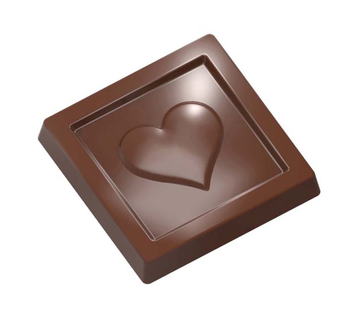 Chocolate World Frame Moulds - CW1959 - Caraque Heart - 5.2gm - 31.9x31.9x5mm
