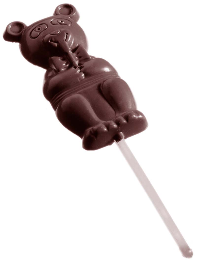 Chocolate World Frame Moulds - CW2039 - Lollipop Bear - 15gm - 75x33x10mm