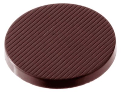 Chocolate World Frame Moulds - CW2054 - Caraque Round Striped Ø 36mm - 5gm - 36x36x4mm