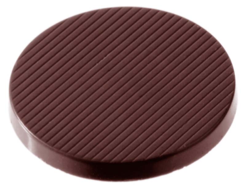 Chocolate World Frame Moulds - CW2054 - Caraque Round Striped Ø 36mm - 5gm - 36x36x4mm